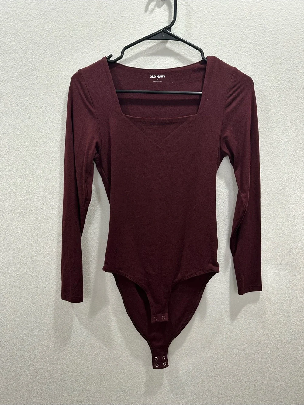 Lot of 3 Old Navy Women's Long Sleeve Bodysuits  - Burgundy cream black layering